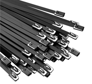 كابل من النايلون والفولاذ المقاوم للصدأ ذاتي القفل برباط من مادة PPA PVC المغلفة بالمعدن 8X150MM برباط كابل معدني قابل للكشف 8X150MM - Product Image 1