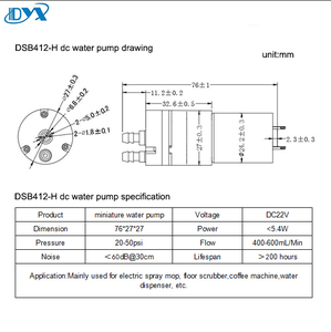 <span class=keywords><strong>Bomba</strong></span> <span class=keywords><strong>de</strong></span> <span class=keywords><strong>agua</strong></span> <span class=keywords><strong>de</strong></span> diafragma DC <span class=keywords><strong>de</strong></span> <span class=keywords><strong>12</strong></span> <span class=keywords><strong>voltios</strong></span> para limpieza <span class=keywords><strong>de</strong></span> suelos en seco y húmedo DSB412-H, <span class=keywords><strong>bomba</strong></span> <span class=keywords><strong>pequeña</strong></span> <span class=keywords><strong>de</strong></span> 12V para limpieza con pulverización - Product Image 2