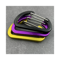 Mousqueton ovale en aluminium de qualité aérospatiale, finition noire, 40x25mm, certifié ISO9001, modèle 1 couche KY-4Dflat-14