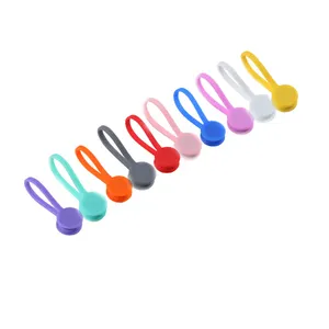 可重复使用的硅胶磁性电缆扎带19厘米各种颜色，用于组织和存放物品、书籍标记、冰箱贴