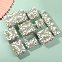 Boîte à bijoux de style vintage à motif européen, carrée/rectangulaire, avec couvercle et plateau, design classique en émail vert, pour bagues/boucles d'oreilles/colliers
