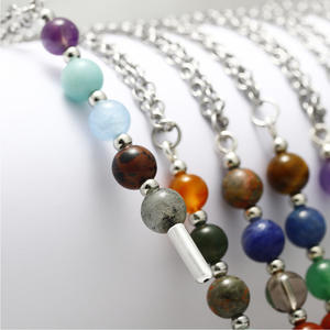 Collar de Piedras Naturales al por Mayor, Cadena de Acero Inoxidable, Colgante de Constelación del Zodiaco, Sodalita, Amatista, <span class=keywords><strong>Ojo</strong></span> de Tigre - Product Image 5