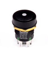 TOOWEI Interruptor de Botón Pulsador DPDT Iluminado por LED de 16mm IP67 con Retención Momentánea y 8 Pines