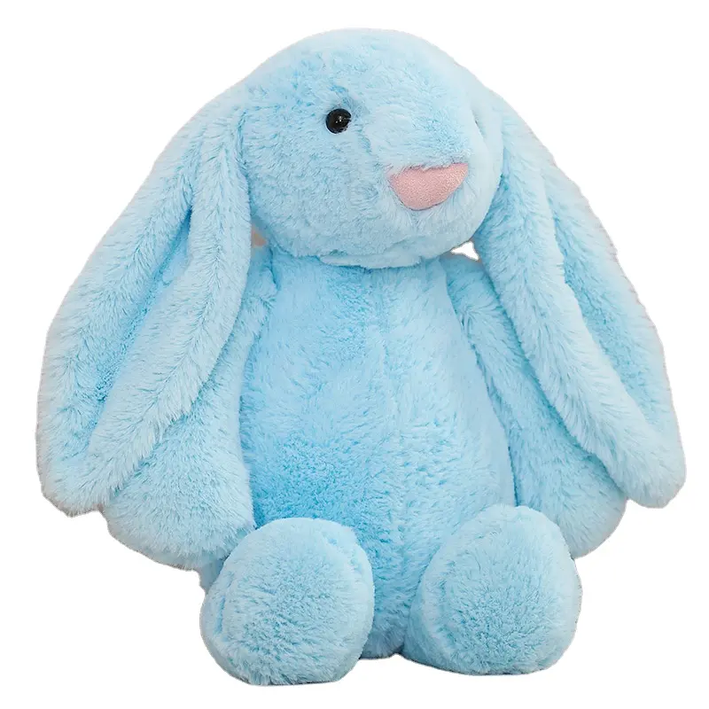 Suave lindo bebé de peluche de juguete Oem diseño de orejas largas conejito de peluche personalizado azul conejo de peluche y juguetes de peluche