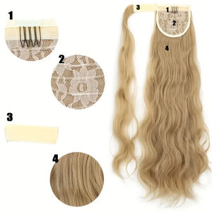 Clip <span class=keywords><strong>de</strong></span> extensión <span class=keywords><strong>de</strong></span> cabello <span class=keywords><strong>de</strong></span> cola <span class=keywords><strong>de</strong></span> caballo sintético en postizo Rubio envolver alrededor del cuerpo Cola <span class=keywords><strong>de</strong></span> Caballo ondulada Cola <span class=keywords><strong>de</strong></span> Caballo larga y suave - Product Image 4