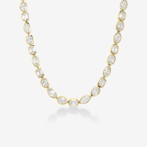 สร้อยคอเทนนิสแบบฝังเพชรทรงลูกแพร์ 18 กะรัต แบบกำหนดเอง พร้อมเพชร CVD เครื่องประดับทองแท้ 9k 10k สร้อยคอเพชรเพาะเลี้ยงในห้องปฏิบัติการ - Product Image 3