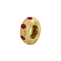 Breloque d'anniversaire personnalisée Gemnel en argent 925 et pierre de naissance rubis, diamètre 10 mm, design ajouré