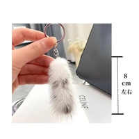 Porte-clés en fourrure de vison naturelle véritable de 8 cm, pendentif de sac pour femme, mini-porte-clés en queue de vison moelleuse et pelucheuse, mignon porte-clés DIY à suspendre