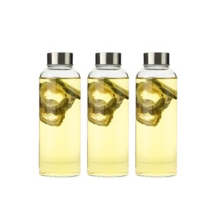 Bouteille d'eau en verre avec couvercle en bambou 1000 ml, anti-fuite, pour les voyages - Product Image 2