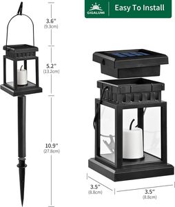 Lanterne Solaire <span class=keywords><strong>LED</strong></span> Suspendue CXS Effet <span class=keywords><strong>Bougie</strong></span> pour Extérieur – Piquets Lumineux pour Jardin, Patio, Allée – Blanc Chaud Certifié CE RoHS Garantie 1 An - Product Image 4
