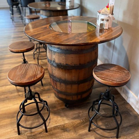 Table de bar ronde en bois massif de style rétro, personnalisable, très demandée, pour les bars, les pubs et les restaurants.