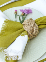 Serviettes et sets de table carrés en lin faits main, personnalisés, à franges et pompons, pour mariage et table à manger à domicile, vente en gros