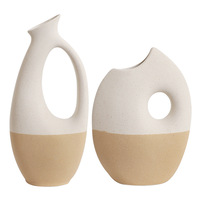 Maca Nordic Design Céramique Givré Vase Oblique Bouche Poisson Caractéristique Creative Fleur Conteneur pour La Décoration Intérieure Matt Glaze En Gros