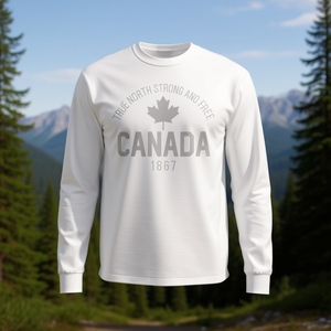 T-shirt à manches longues avec drapeau du Canada en feuille d'érable, personnalisable, t-shirt promotionnel canadien - Product Image 3