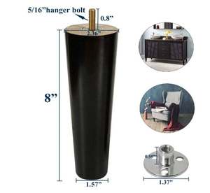 Patas de Madera Maciza para Muebles, Patas para Mesas Redondas, Patas para Sofás, Patas para Sillones, Diseño Moderno, Pintadas en Negro y Marrón, para Uso en Exteriores y Hospitales - Product Image 4