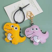 Porte-clés dinosaure en cuir créatif, pendentif de sac à dos en cuir PU, figurine de crocodile de dessin animé pour étudiant