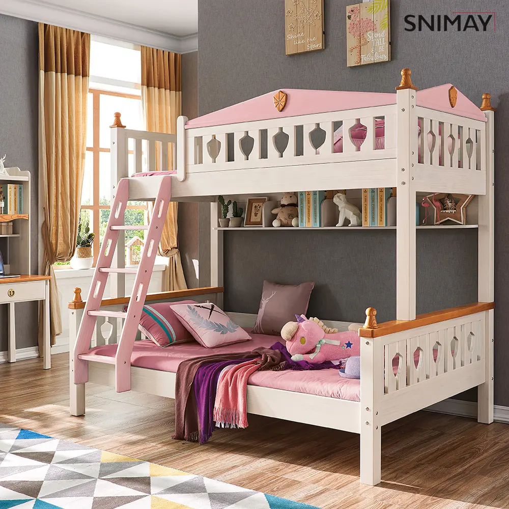 Customized Kid Furniture 2 Children Cheap Bunk Bed Solid Wood Bed