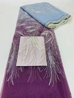 Zèle fait à la main de haute qualité robe de mariée africaine largeur personnalisée dentelle tissu avec paillettes perles luxe broderie mariage