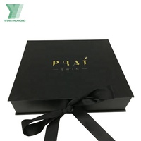 Coffret en papier mat noir, logo personnalisé imprimé, pour bikini, maillot de bain, sous-vêtements, lingerie, boîte-cadeau avec ruban