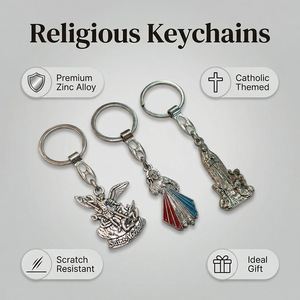 Llavero de Aleación con Colgante de San Miguel de Fátima, Joyería Religiosa, Forma Irregular, Metal Chapado en Aleación de Zinc - Product Image 5