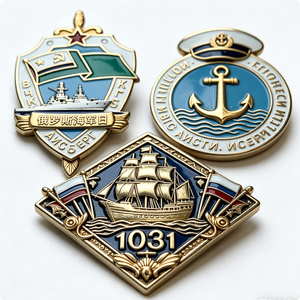 Conjunto de Insignias Conmemorativas del Día de la Marina Rusa, Esmalte Duro, Aleación de Zinc, Chapado en Oro, Forma Irregular, Recuerdo, Emblema Patriótico - Product Image 6