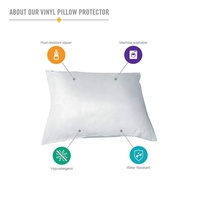 Protecteur d'oreiller en vinyle blanc avec fermeture éclair, taie d'oreiller hypoallergénique de g