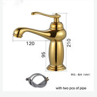 Robinet de lavabo haut de gamme doré, monocommande, à poser sur comptoir, pour lavabo sur pied