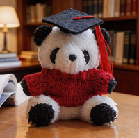 Peluche Panda en forme de bonnet de docteur, 10 cm, personnalisable avec logo, cadeau de remise de diplôme universitaire