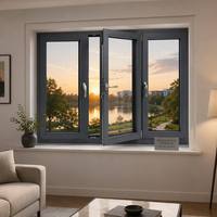 Ventana Abatible de Aluminio para Casa Moderna, Personalizada, Impermeable, Antirrobo, con Doble Acristalamiento