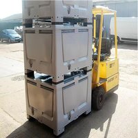 Boîte en carton ondulé Huidu empilable, pliable, emboîtable, pliable, pour le stockage et le transport, avec couvercle