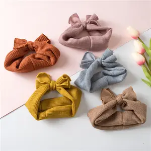 Special Offer Wide-brimmed Elastic Bowknot Hair Band Ribbed Knit Fabric Headband Hair Accessories For Baby Girls
