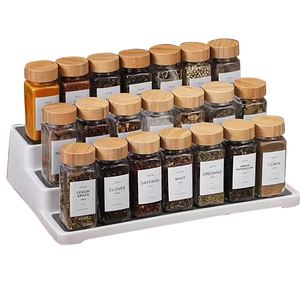 Organisateur de comptoir rotatif de luxe en acrylique réglable avec support de rangement sous étagère et ensemble de bocaux pour épices - Product Image 1