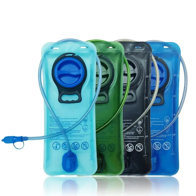 DJ025 TPU BPA ücretsiz tırmanma bisiklet mesane 1.5 litre PEVA su mesane 2L hidrasyon kesesi