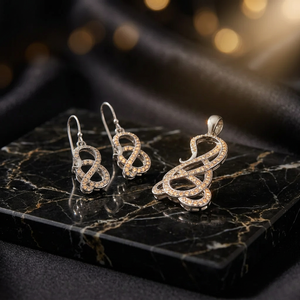 Juego de Pendientes y Colgante de Plata 925 con Cristales para Novia, Diseño Geométrico Infinito, Chapado en Rodio, Joyería de Lujo para Boda - Product Image 4