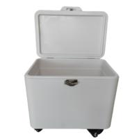 Chariot isotherme roulant durable 40L/50L, seau à glace métallique, boîte à glace isotherme avec roues et poignée de traction pour l'extérieur