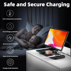 4 1 sạc không dây đứng dock iPhone 16 Pro Max iWatch iPad 5W Đầu ra điện DC kết nối OVP/OTP bảo vệ 5V/1A - Product Image 4