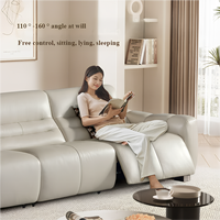 Ensemble de canapés modulaires sectionnels en cuir crème moderne avec fonction de relaxation électrique, prêt à être expédié, pour hôtels, villas et vente en gros de mobilier