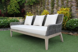 Ensemble élégant de meubles de jardin en corde tressée ronde avec pieds en bois RASF-168 pour jardin et terrasse - Product Image 3