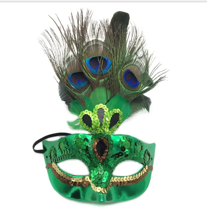 Wholesale Feathers Diy Costume woman owl Masquerade with stick girls New Party Peacock mardi gras Mask for festive party supply