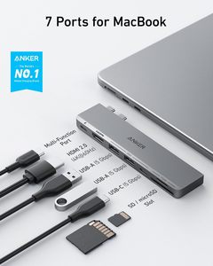 Station d'accueil Anker 547 <span class=keywords><strong>USB</strong></span> <span class=keywords><strong>C</strong></span> Hub 7 en 2 4K HD-MI PD 100W <span class=keywords><strong>Thunderbolt</strong></span> 4 avec 1 <span class=keywords><strong>port</strong></span> Type <span class=keywords><strong>C</strong></span> et 2 ports <span class=keywords><strong>USB</strong></span> A pour MacBook Air - Product Image 2