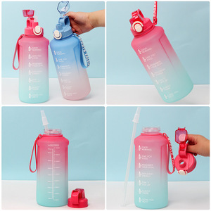 Bouteille d'eau colorée dégradée 2L Logo personnalisé Grande capacité Paille de fitness en cours d'exécution Bouteille en plastique étanche pour le camping - Product Image 4