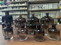 Ensemble de diffuseurs à bâtonnets hexagonaux en verre, personnalisables avec logo, luxe, dégradé marron, pour aromathérapie, avec bouchons et bâtonnets en rotin