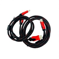 Câble HDTV en maille rouge de 15 mètres avec double noyau de ferrite, longueur complète pour ordinateur personnel