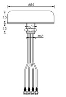 Antenne combinée 4-en-1 pour montage sur armoire, 5G LTE WIFI, antenne ronde à connecteur mâle pour routeur industriel