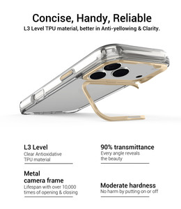 Custodia per telefono in TPU morbido trasparente con supporto per obiettivo in metallo per iPhone 17 Pro Max 17 Air 16E 15 14 13 <span class=keywords><strong>12</strong></span> <span class=keywords><strong>Mini</strong></span> 11 Pro Max Plus - Product Image 6