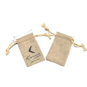 Sac à bijoux en lin et coton avec cordon de serrage et logo personnalisé, pochette portable pour ranger les colliers et les bracelets, pour la présentation des bijoux - Product Image 2