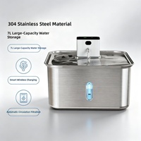 Fontaine à eau pour animaux de compagnie en acier inoxydable, intelligente, rechargeable, à circulation automatique, niveau d'eau visible, grande capacité, pour chat et chien
