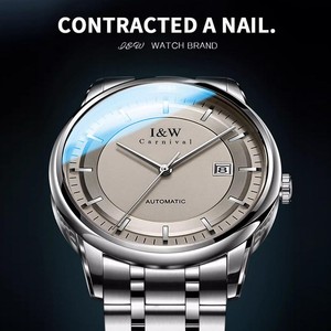 Reloj Automático para Hombre Echo Valley con Movimiento SEIKO, Esfera Negra, Cristal de Zafiro, Detalles Azules, Correa de Acero Inoxidable y Cierre de Botón a Presión - Product Image 6