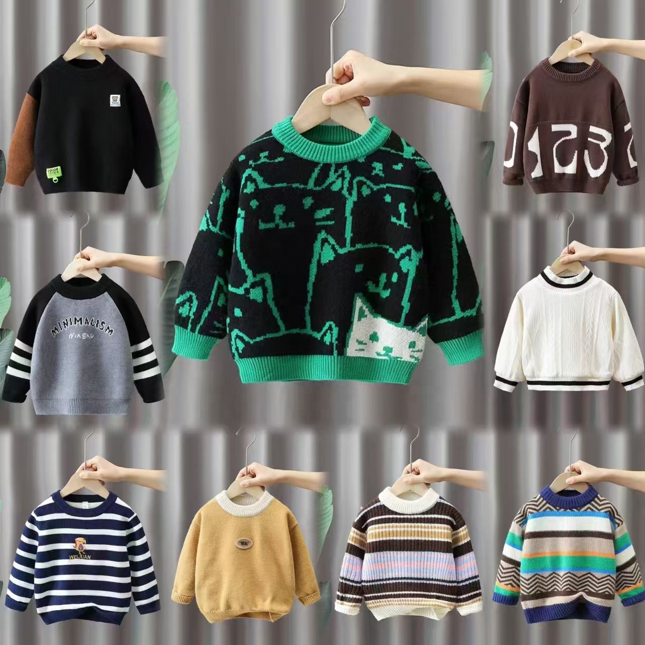 Newborn Baby Boys and Girls' Sweaters, Knitted Long Sleeved Sweaters, Casual Tops, Autumn and Winter Jackets