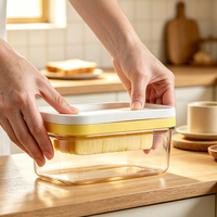 Organisateur de cuisine : Beurrier en ABS avec coupe-beurre, trancheuse en acier inoxydable, boîte de rangement pour beurre, boîte de conservation pour fromage, boîte de rangement alimentaire